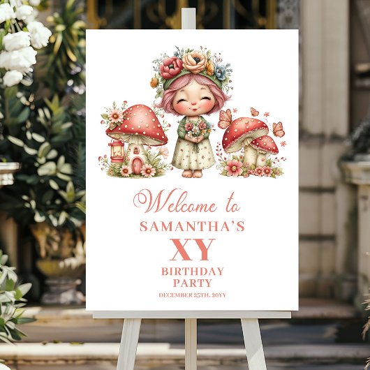 Whimsy Blush Fairy 6th Birthday Welcome Poster ポスター