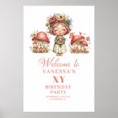 Whimsy Blush Fairy 6th Birthday Welcome Poster ポスター (正面)