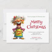 Whimsy Cartoon Woman Merry Christmas Greeting シーズンカード (正面)