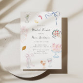 Whimsy Colorful Illustrated Bridal Shower 招待状