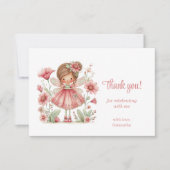 Whimsy Cute Fairy Pastel Floral 1st Birthday Thank サンキューカード (正面)