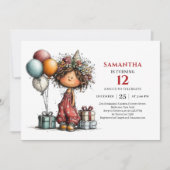 Whimsy Cute Little Girl Playful Birthday Invitatio 招待状 (正面)