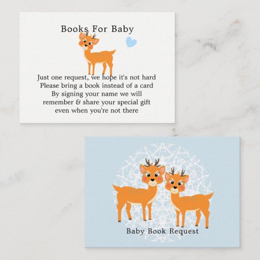 Whimsy Deerハート冬の赤ちゃんシャワー予約リクエスト エンクロージャーカード (正面/裏面)
