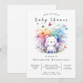 Whimsy Digital Bear Baby Shower 招待状 (正面/裏面)