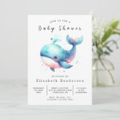 Whimsy Digital Whale Baby Shower 招待状 (スタンド正面)