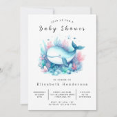 Whimsy Digital Whale Baby Shower 招待状 (正面)