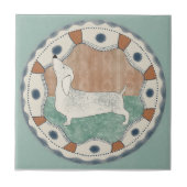 Whimsy Dog Mint Blue Terracotta Teal Aqua タイル (正面)