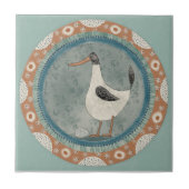 Whimsy Duck Mint Blue Terracotta Teal Aqua タイル (正面)