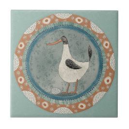 Whimsy Duck Mint Blue Terracotta Teal Aqua タイル