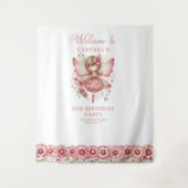 Whimsy Fairy Blush Pink 1st Birthday Backdrop タペストリー (正面)