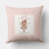 Whimsy Fairy Girl 4th Birthday Pastel Pink pillow クッション (裏面)