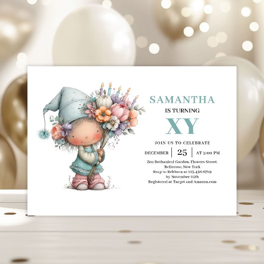 Whimsy Fairy Girl 8th Birthday Magical Cute invite 招待状