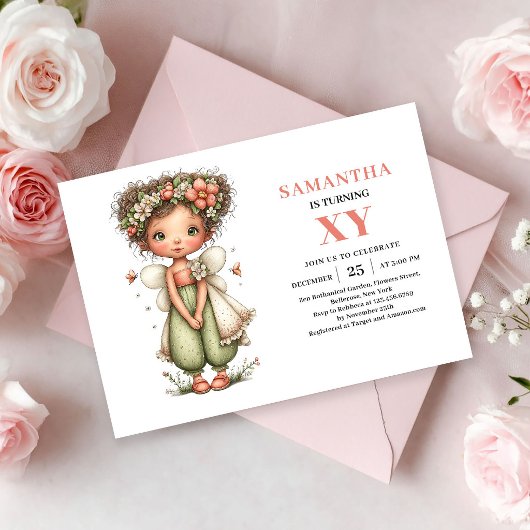 Whimsy Fairy Girl 9th Birthday Pink Magic invites 招待状