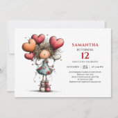 Whimsy Funny Girl Birthday Colorful invitation 招待状 (正面)
