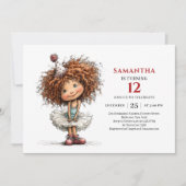 Whimsy Girl Birthday Cartoon invitation 招待状 (正面)