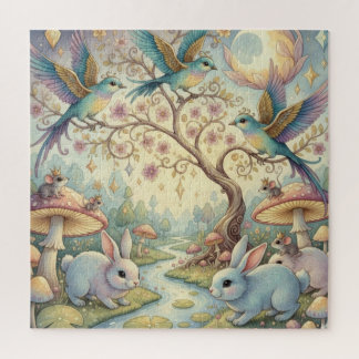 Whimsy Grove - Rabbits and Birds in Twilight ジグソーパズル
