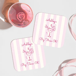 Whimsy Hand Drawn Margarita Cocktail 30th Birthday スクエアペーパーコースター