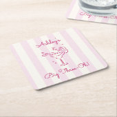 Whimsy Hand Drawn Margarita Cocktail 30th Birthday スクエアペーパーコースター (アングル)