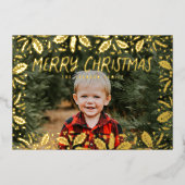 Whimsy Holly写真縁どクリスマス 箔シーズンカード (正面)