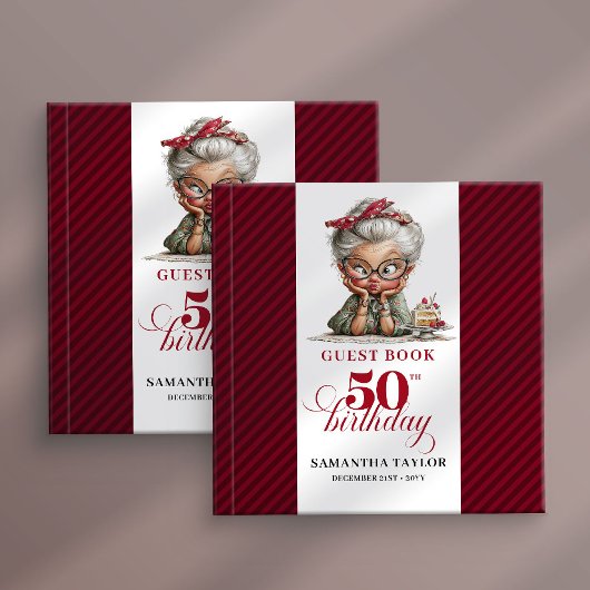 Whimsy humor 50th woman celebration guest book ゲストブック