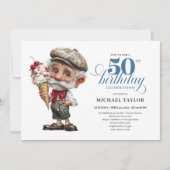Whimsy Man 50th Birthday Bash Humor Invitation 招待状 (正面)
