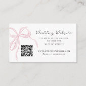Whimsy Pink Bow Wedding QR Code エンクロージャーカード (正面)