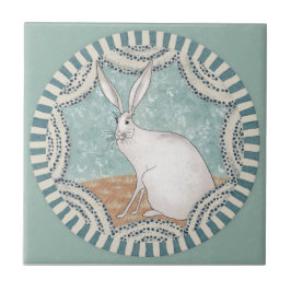 Whimsy Rabbit Mint Blue Terracotta Teal Aqua タイル
