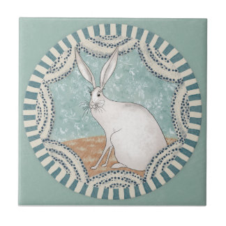 Whimsy Rabbit Mint Blue Terracotta Teal Aqua タイル