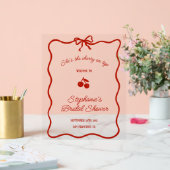 Whimsy Red She's the Cherry on Top Bridal Shower アクリルサイン (ウェディング)