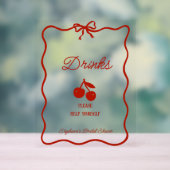 Whimsy Red She's the Cherry on Top Bridal Shower アクリルサイン (ニュートラル)