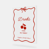 Whimsy Red She's the Cherry on Top Bridal Shower アクリルサイン (傾斜)