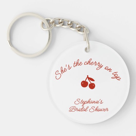 Whimsy Red She's the Cherry on Top Bridal Shower キーホルダー (正面)