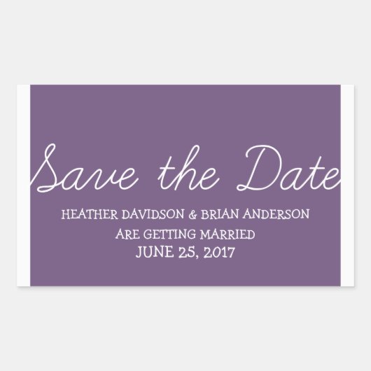 Whimsy Save the Date Stickers, Purple 長方形シール (正面)