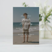 Whimsy Script Any Age Photo Overlay 21st birthday 招待状 (スタンド正面)