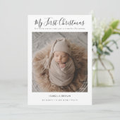Whimsy Script Baby's First Christmas Photo Card シーズンカード (スタンド正面)