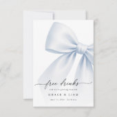 Whimsy Script Bow Free Drinks Wedding Photo セーブザデート (正面)