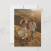 Whimsy Script Bow Free Drinks Wedding Photo セーブザデート (裏面)