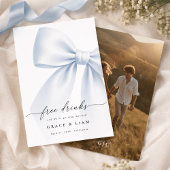 Whimsy Script Bow Free Drinks Wedding Photo セーブザデート