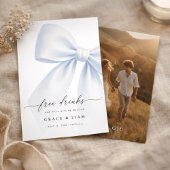 Whimsy Script Bow Free Drinks Wedding Photo セーブザデート