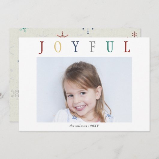 Whimsy Snowflaksのカラフルうれしミニマルい写真 シーズンカード (正面/裏面)