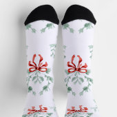 Whimsy Socks – Red Bows Pattern & Festive Charm ソックス (上部)