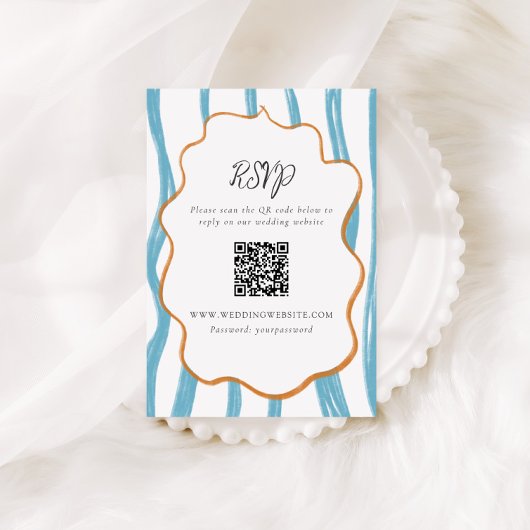 Whimsy Stripes Wedding QR Code Enclosure Card エンクロージャーカード