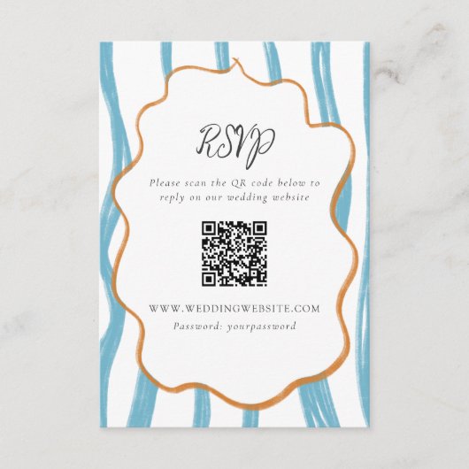 Whimsy Stripes Wedding QR Code Enclosure Card エンクロージャーカード (正面)