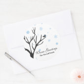 Whimsy Tree and Bird - Snowflakes Sticker ラウンドシール (封筒)