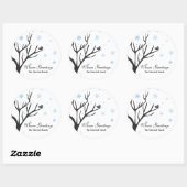 Whimsy Tree and Bird - Snowflakes Sticker ラウンドシール (シート)