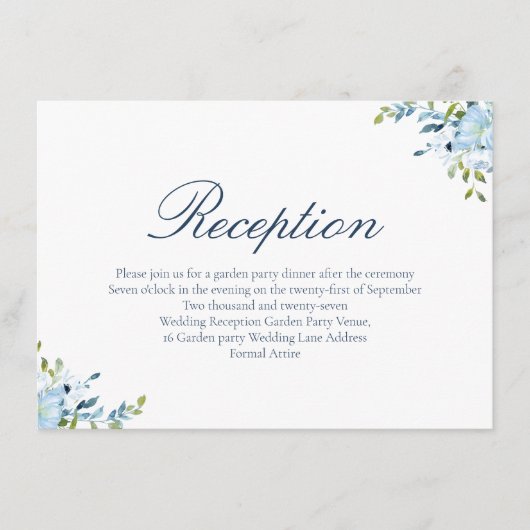 Whimsy Water Color Love is Patient Blue White エンクロージャーカード (正面)