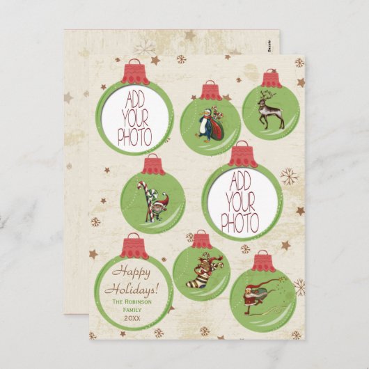Whimsyliciousのクリスマス-写真のパーソナライズなカード シーズンポストカード (正面/裏面)