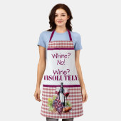 Whine No! Wine? Absolutely! Wine Bottle & Grapes エプロン (着用した状態)