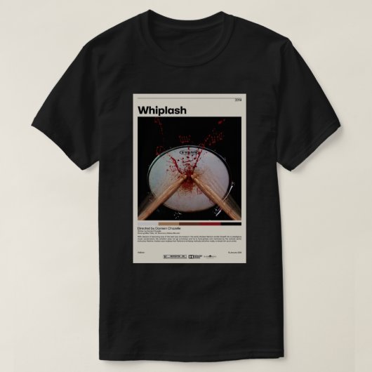 Whiplash Damien Chazelleミニマリスト映画ポスター Tシャツ (デザイン正面)