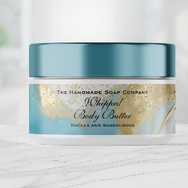 Whipped Body Butter Blue Gold Glitter Jar Label ラップアラウンドラベル